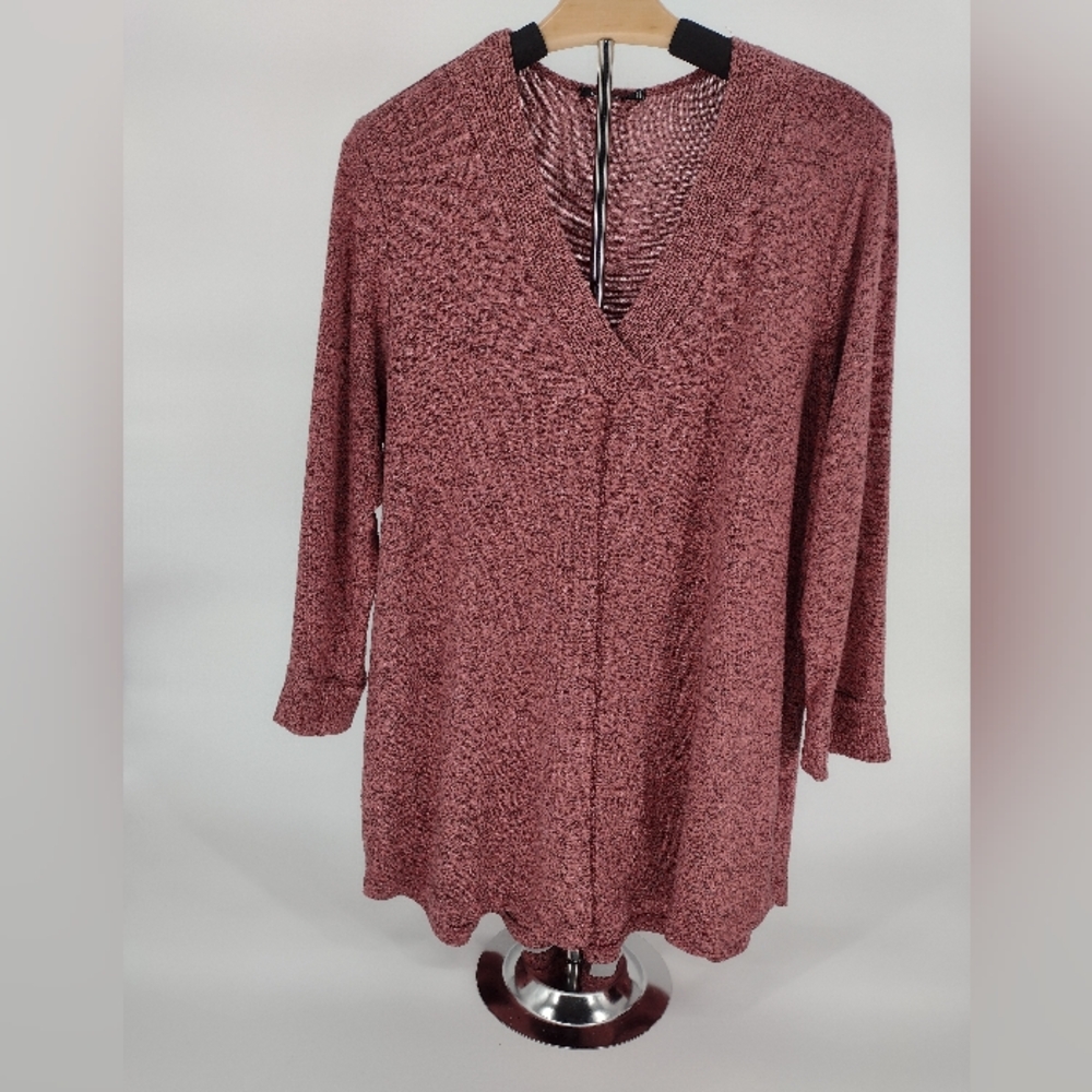 Kalliyan V Neck Brushed Knit Top 3/4 Sleeve